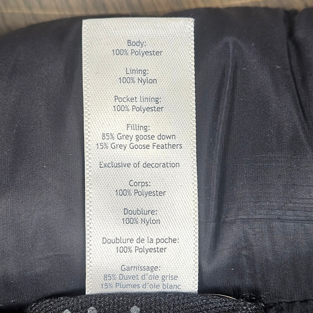 Ivivva Girls 12 Down Puffer Jacket Hooded Quilted Bomber Floral Black Gray Coat - Picture 4 of 8